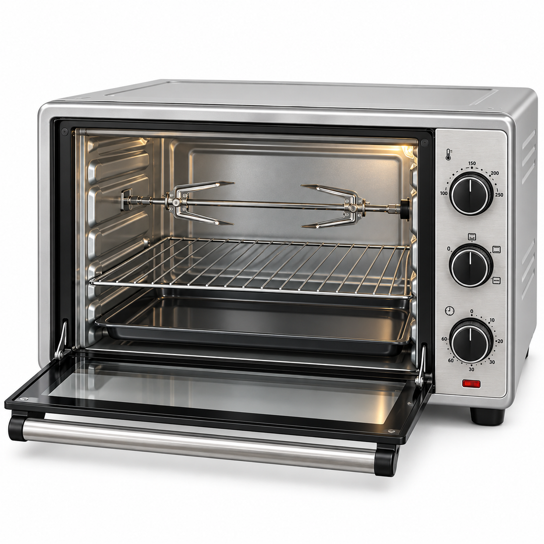BLACK+DECKER 62L 2000W Electric Oven with Convection, Rotisserie & Double Glass Door – Silver | TRO62RDG-B5 - Teq Souq