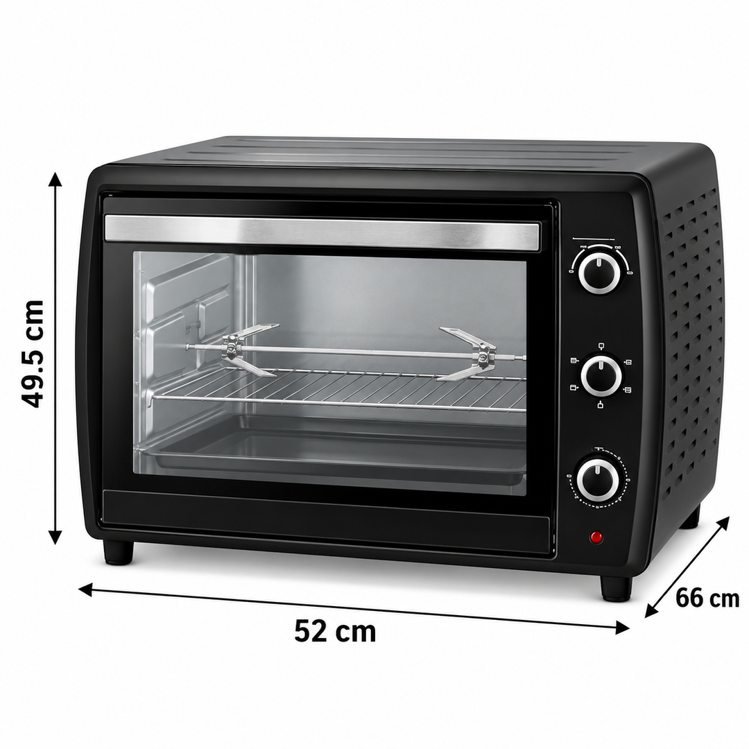 BLACK+DECKER 66L 2200W Electric Toaster Oven with Double Glass, Convection & Rotisserie – Black | TRO70RDG-B5 - Teq Souq