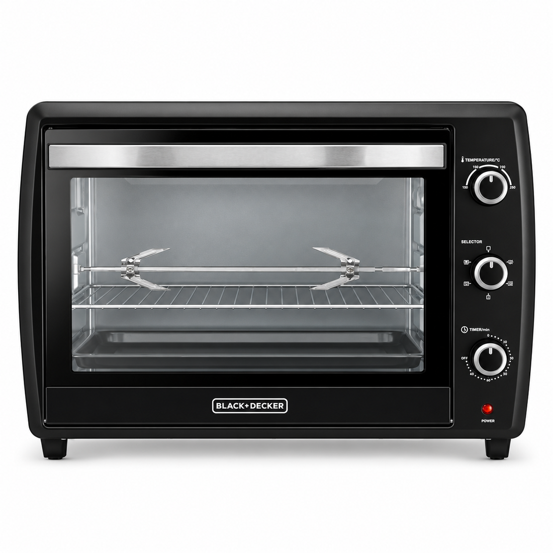BLACK+DECKER 66L 2200W Electric Toaster Oven with Double Glass, Convection & Rotisserie – Black | TRO70RDG-B5 - Teq Souq