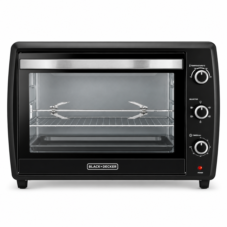 BLACK+DECKER 66L 2200W Electric Toaster Oven with Double Glass, Convection & Rotisserie – Black | TRO70RDG-B5 - Teq Souq