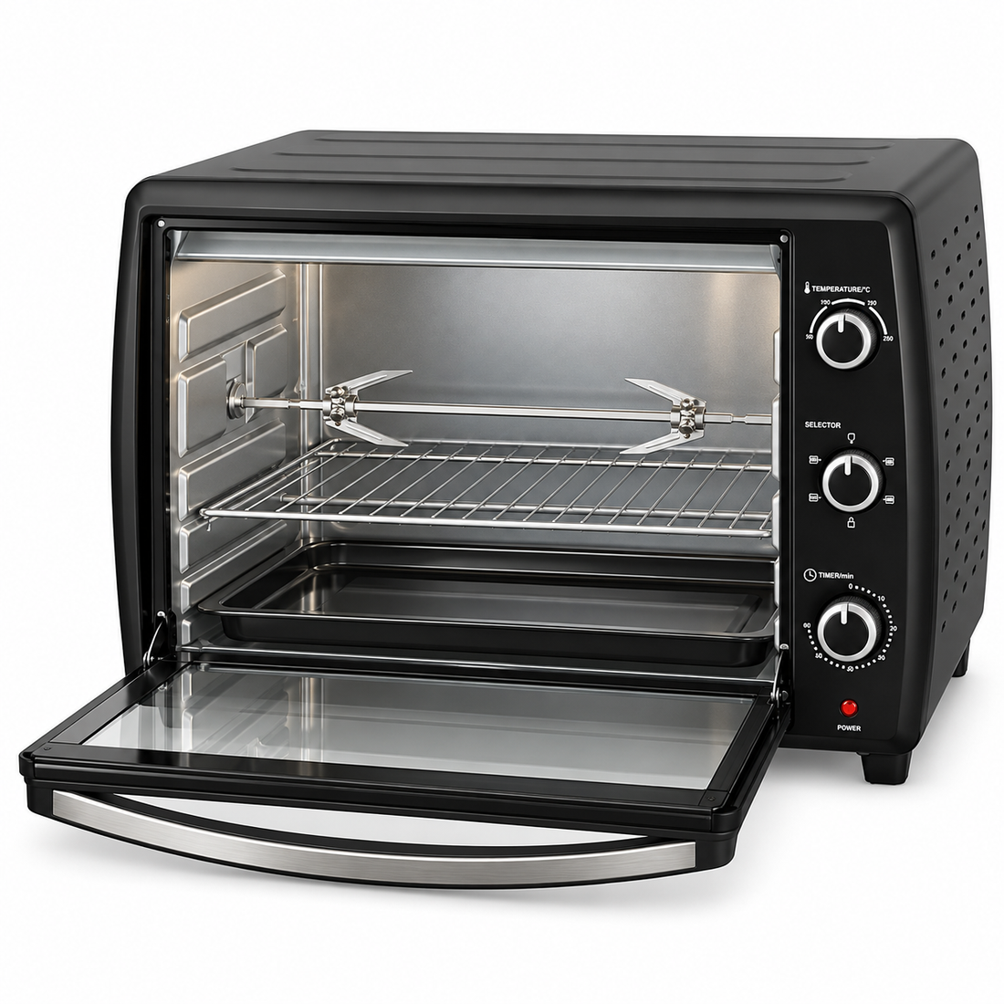 BLACK+DECKER 66L 2200W Electric Toaster Oven with Double Glass, Convection & Rotisserie – Black | TRO70RDG-B5 - Teq Souq