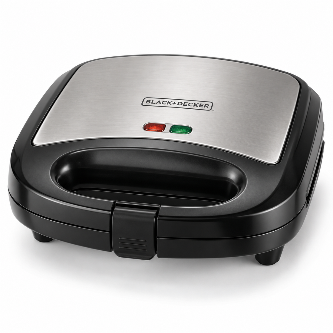 BLACK+DECKER 2-in-1 Sandwich & Grill Maker, 780W, Interchangeable Non-Stick Plates, Black/Silver – TS2120 - Teq Souq