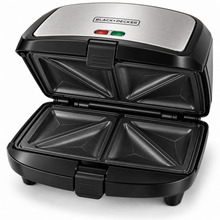 BLACK+DECKER 2-in-1 Sandwich & Grill Maker, 780W, Interchangeable Non-Stick Plates, Black/Silver – TS2120 - Teq Souq