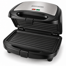 BLACK+DECKER 2-in-1 Sandwich & Grill Maker, 780W, Interchangeable Non-Stick Plates, Black/Silver – TS2120 - Teq Souq