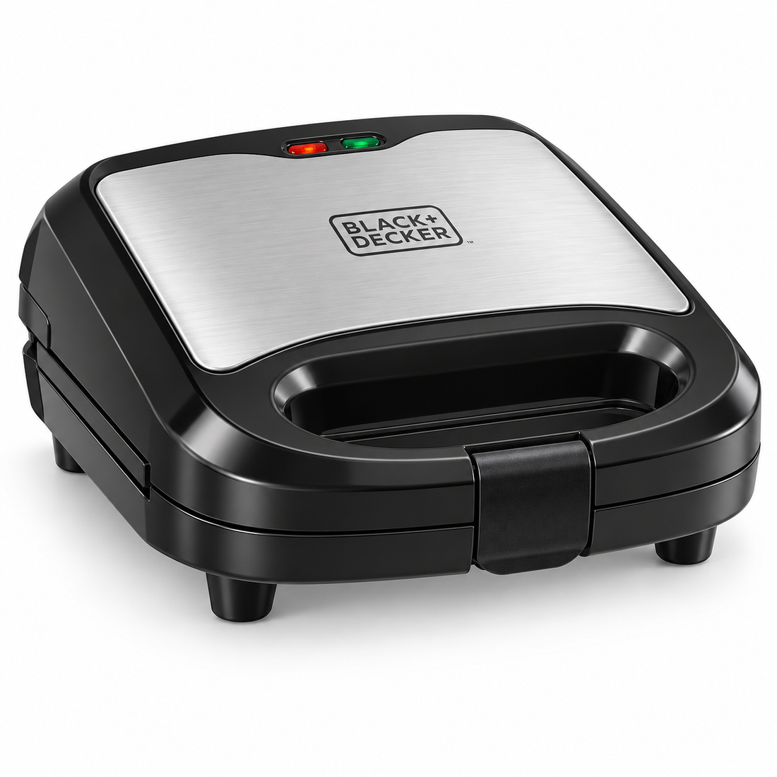 BLACK+DECKER 3-in-1 Sandwich, Grill & Waffle Maker, 780W, Interchangeable Non-Stick Plates, Black/Silver – TS2130-B5 - Teq Souq