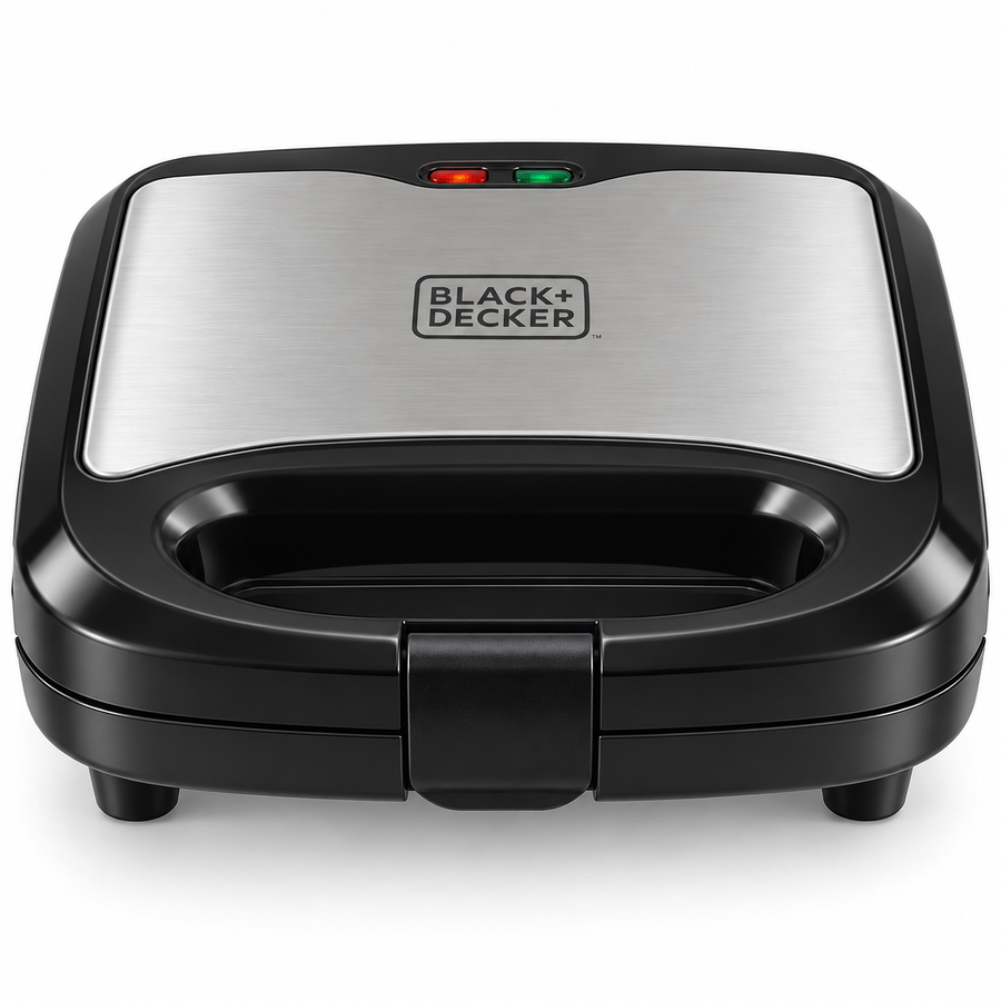 BLACK+DECKER 3-in-1 Sandwich, Grill & Waffle Maker, 780W, Interchangeable Non-Stick Plates, Black/Silver – TS2130-B5 - Teq Souq