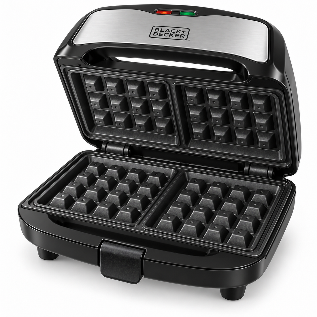 BLACK+DECKER 3-in-1 Sandwich, Grill & Waffle Maker, 780W, Interchangeable Non-Stick Plates, Black/Silver – TS2130-B5 - Teq Souq