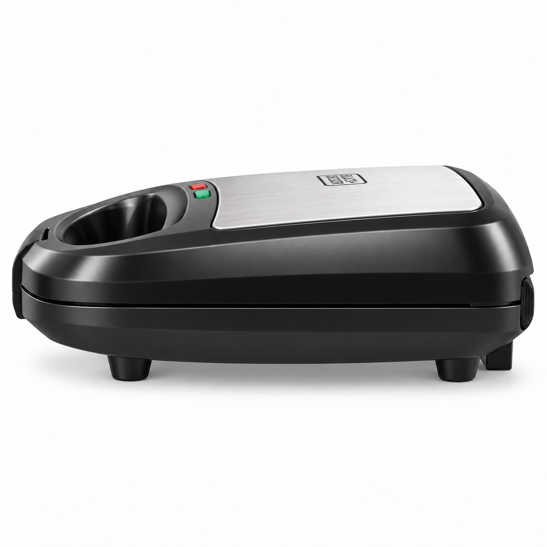 BLACK+DECKER 3-in-1 Sandwich, Grill & Waffle Maker, 780W, Interchangeable Non-Stick Plates, Black/Silver – TS2130 - Teq Souq