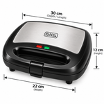 Load image into Gallery viewer, BLACK+DECKER 3-in-1 Sandwich, Grill &amp; Waffle Maker, 780W, Interchangeable Non-Stick Plates, Black/Silver – TS2130 - Teq Souq