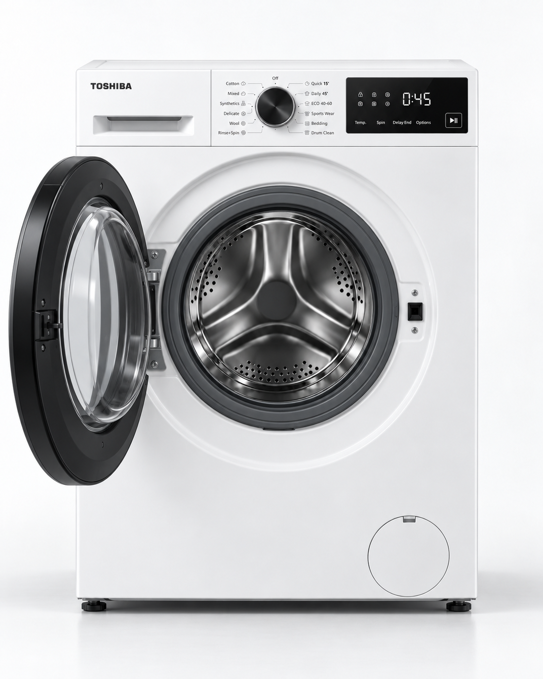 Toshiba 8kg Fully Automatic Front Load Washing Machine, 1400 RPM, Inverter, Steam, White – TW-BL90A4B(WK) - Teq Souq