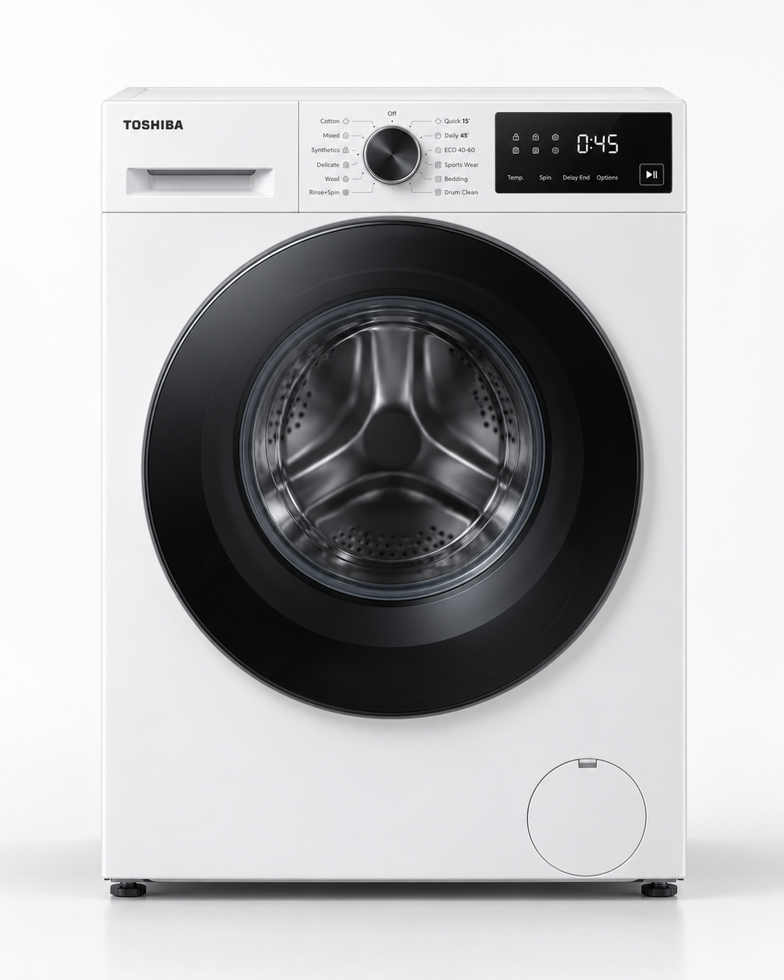 Toshiba 8kg Fully Automatic Front Load Washing Machine, 1400 RPM, Inverter, Steam, White – TW-BL90A4B(WK) - Teq Souq