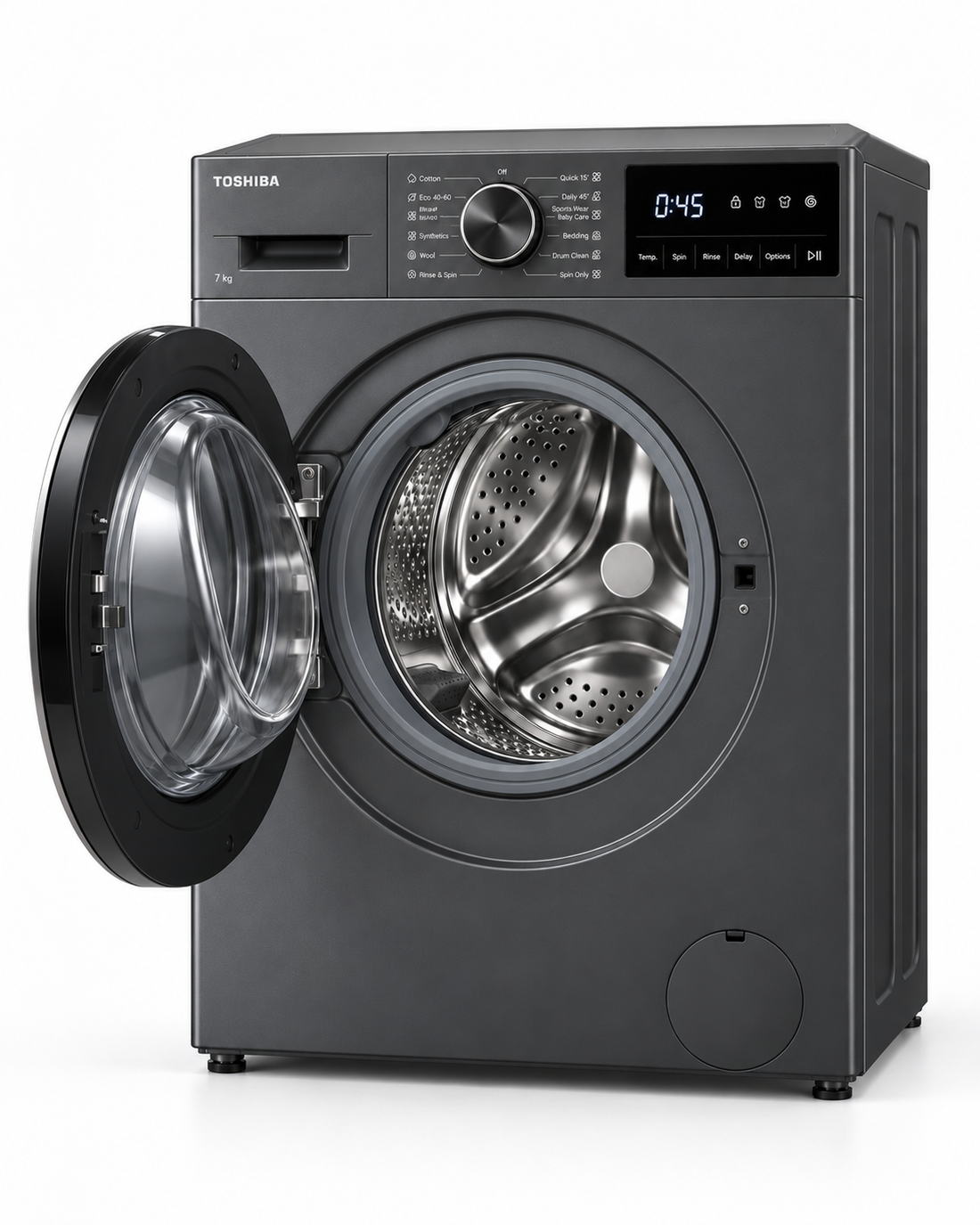 Toshiba 7kg Front Load Washing Machine, 1200 RPM, Origin Inverter, Steam, Morandi Grey – TW-T21BU80UWB(MG) - Teq Souq