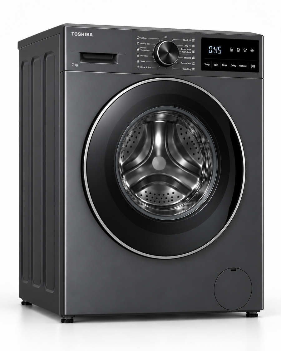 Toshiba 7kg Front Load Washing Machine, 1200 RPM, Origin Inverter, Steam, Morandi Grey – TW-T21BU80UWB(MG) - Teq Souq