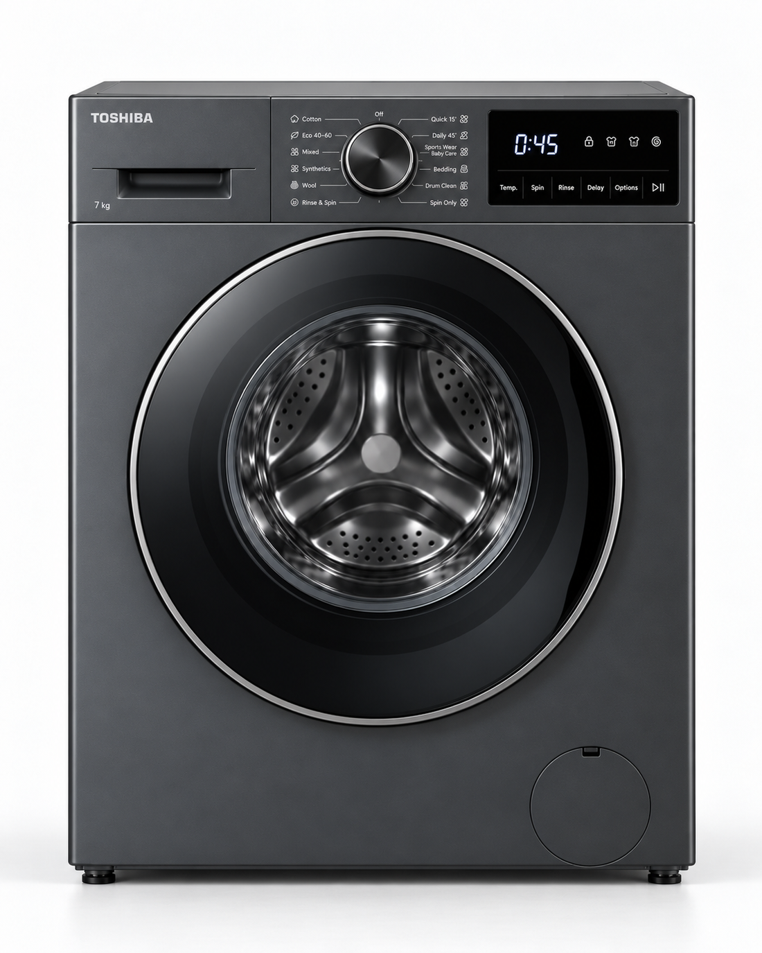 Toshiba 7kg Front Load Washing Machine, 1200 RPM, Origin Inverter, Steam, Morandi Grey – TW-T21BU80UWB(MG) - Teq Souq