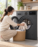 Load image into Gallery viewer, Toshiba 8kg Fully Automatic Front Load Washing Machine, 1400 RPM, Origin Inverter, Steam, Morandi Grey – TW-T21BU90UWB(MG) - Teq Souq