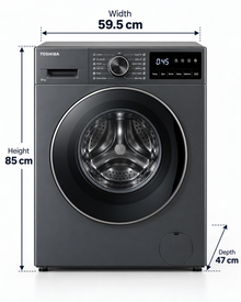 Toshiba 8kg Fully Automatic Front Load Washing Machine, 1400 RPM, Origin Inverter, Steam, Morandi Grey – TW-T21BU90UWB(MG) - Teq Souq