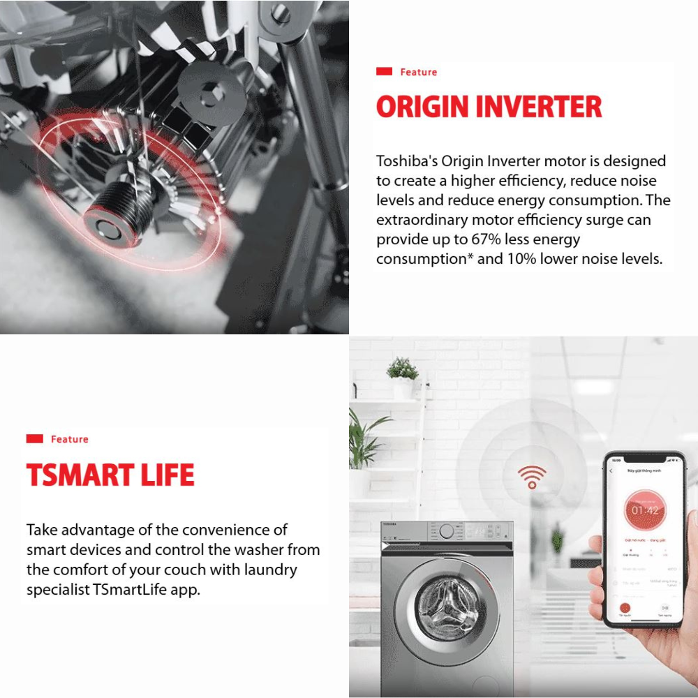 Toshiba 8 Kg Front Load Washing Machine TW BL90A4B (WK)