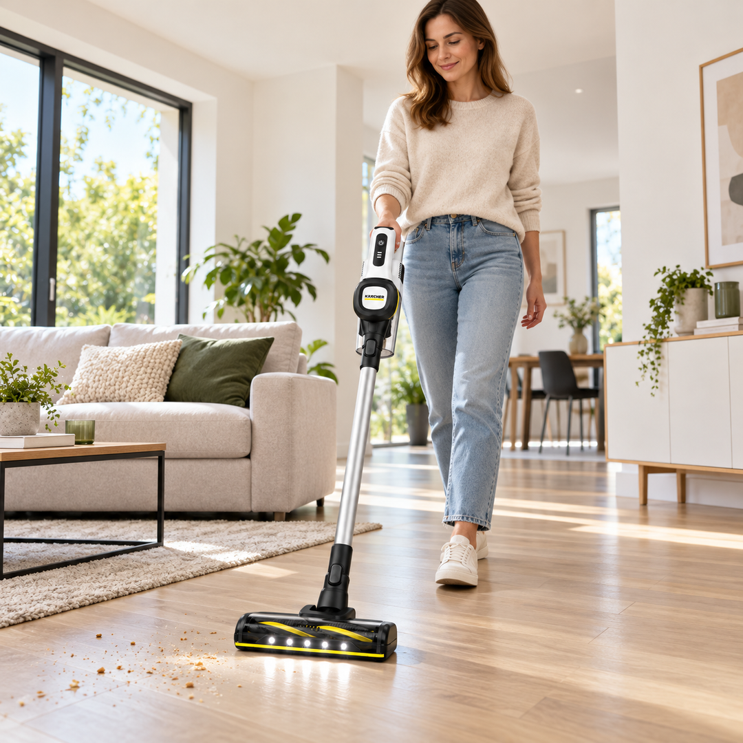Kärcher VC 6 Cordless Stick Vacuum Cleaner, 50 Min Runtime, HEPA 12 Filter, LED Floor Nozzle, White – 11986710 - Teq Souq