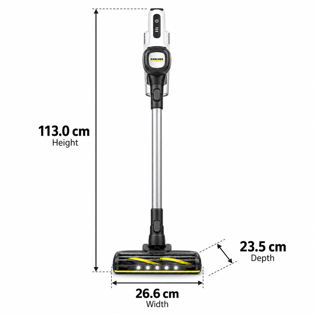 Kärcher VC 6 Cordless Stick Vacuum Cleaner, 50 Min Runtime, HEPA 12 Filter, LED Floor Nozzle, White – 11986710 - Teq Souq