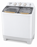 Load image into Gallery viewer, Toshiba 10kg Semi-Automatic Twin Tub Top Load Washing Machine, Golden Soak, Cyclone Spin, White – VH-H110WA - Teq Souq
