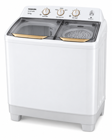 Toshiba 10kg Semi-Automatic Twin Tub Top Load Washing Machine, Golden Soak, Cyclone Spin, White – VH-H110WA - Teq Souq