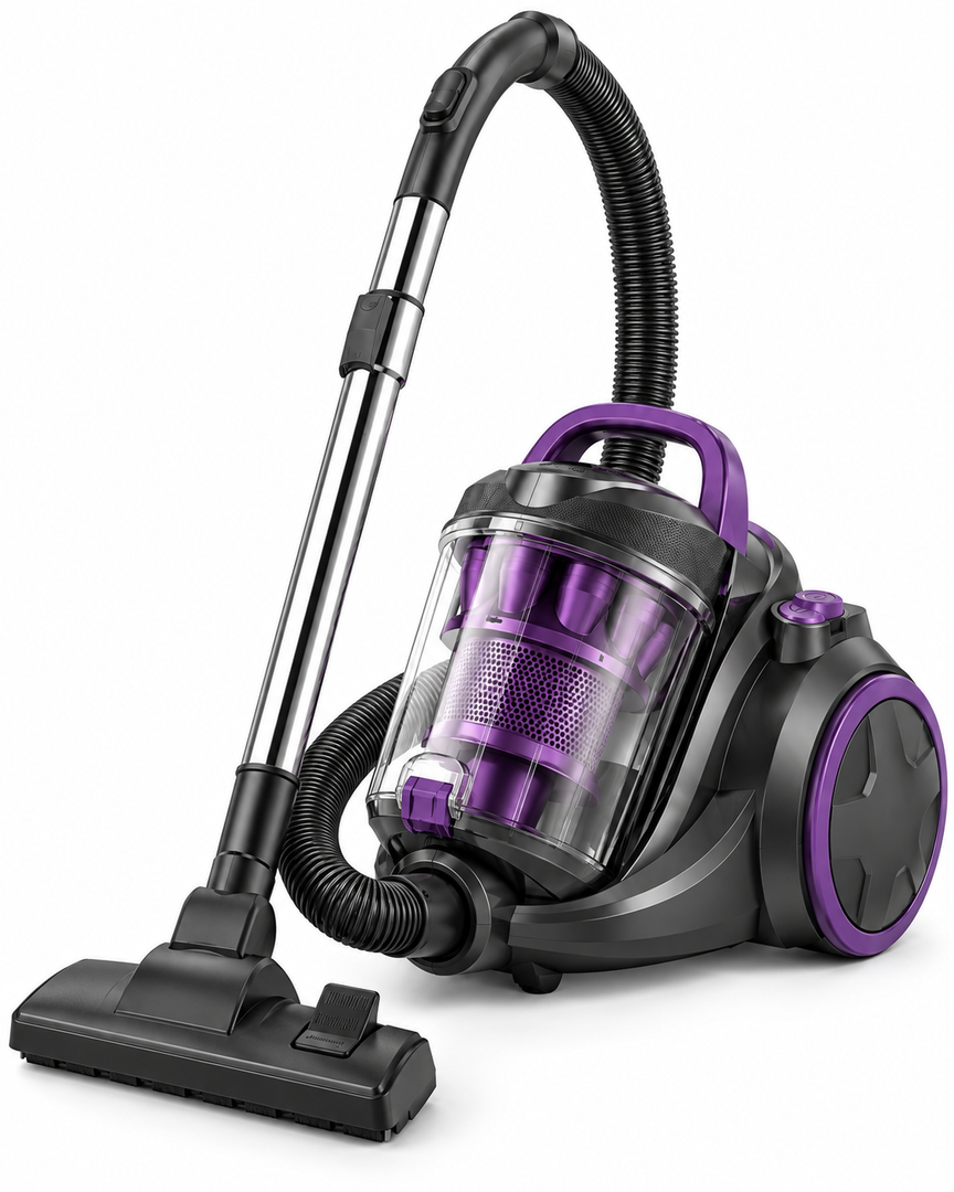 BLACK+DECKER 1800W Bagless Multicyclonic Canister Vacuum Cleaner, Black/Purple – VM1880-B5 - Teq Souq