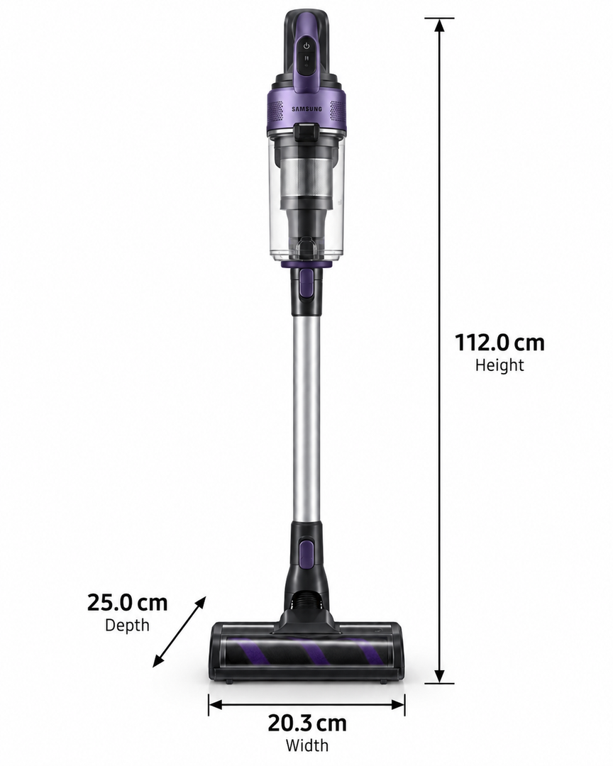 Samsung Jet 60 Complete Cordless Stick Vacuum Cleaner, 150W Suction, 0.8L, Digital Inverter, Violet – VS15A6031R4 - Teq Souq