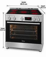 Load image into Gallery viewer, Midea 90x60cm 5-Zone Ceramic Electric Cooker, Multifunction Oven, Dual Convection, Rotisserie, Stainless Steel – VSVC96048 - Teq Souq