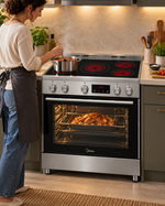 Load image into Gallery viewer, Midea 90x60cm 5-Zone Ceramic Electric Cooker, Multifunction Oven, Dual Convection, Rotisserie, Stainless Steel – VSVC96048 - Teq Souq