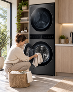 Load image into Gallery viewer, LG WashTower 19kg Washer / 16kg Dryer, AI DD, TurboWash 360, Steam+, Dual Inverter Heat Pump, Black Steel – W1S1CVK2EHM - Teq Souq