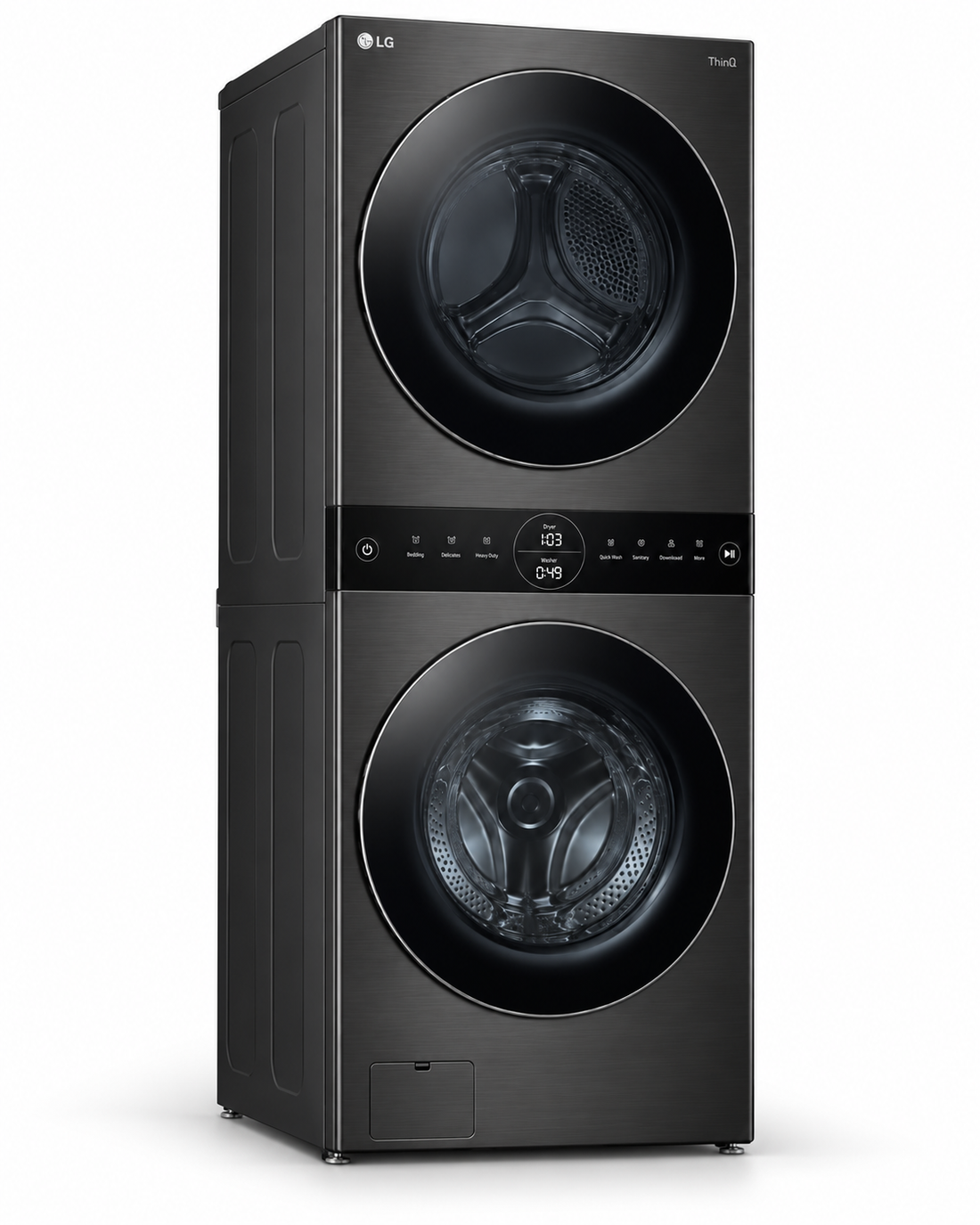 LG WashTower 19kg Washer / 16kg Dryer, AI DD, TurboWash 360, Steam+, Dual Inverter Heat Pump, Black Steel – W1S1CVK2EHM - Teq Souq
