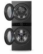 Load image into Gallery viewer, LG WashTower 12kg Washer / 10kg Dryer, AI DD, TurboWash 360, Dual Inverter Heat Pump, ThinQ Wi-Fi, Black – W4W8BVPKZHM - Teq Souq