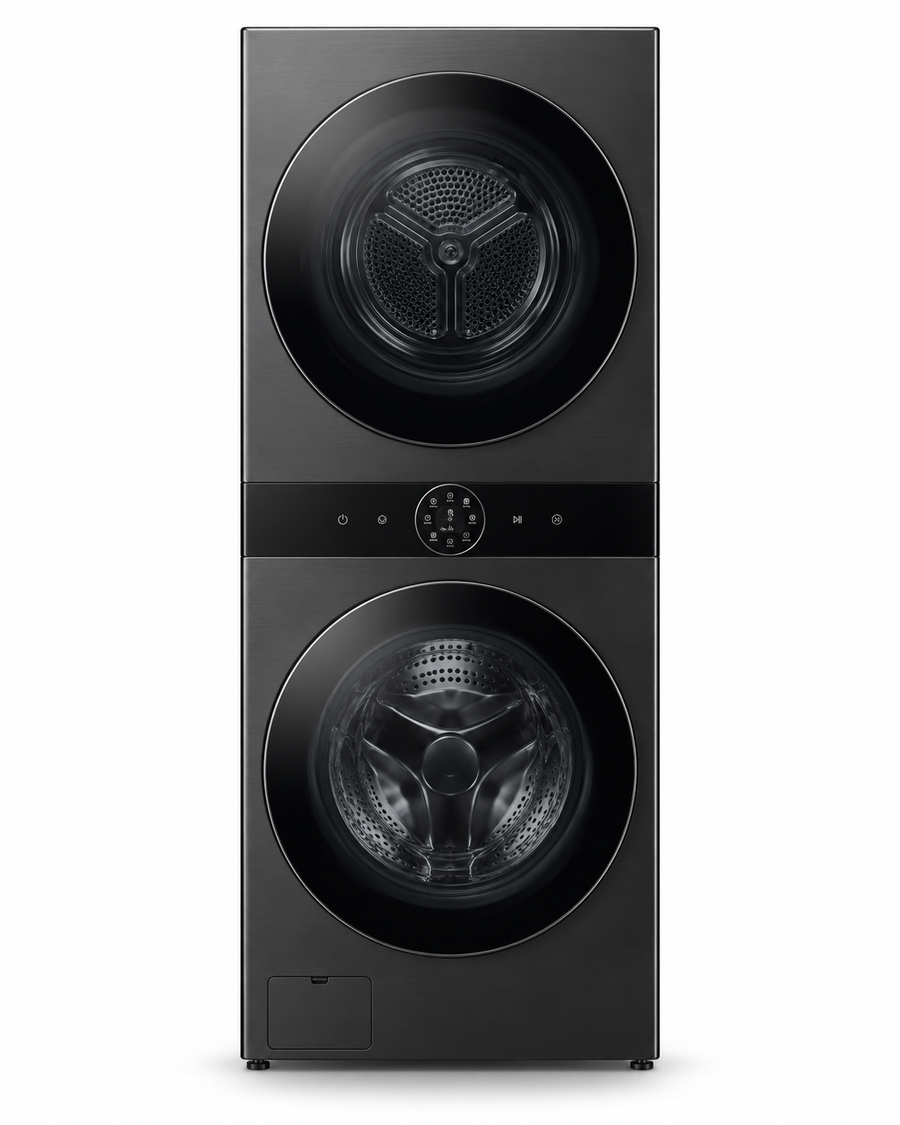 LG WashTower 12kg Washer / 10kg Dryer, AI DD, TurboWash 360, Dual Inverter Heat Pump, ThinQ Wi-Fi, Black – W4W8BVPKZHM - Teq Souq
