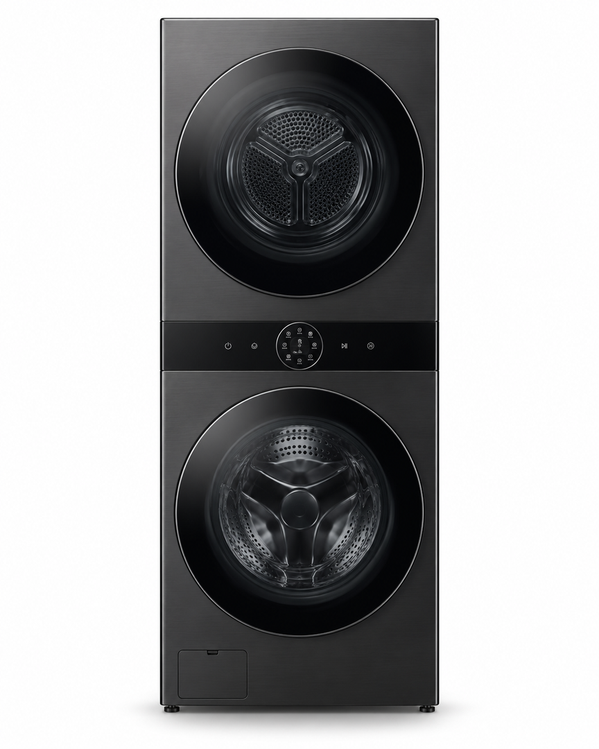 LG WashTower 12kg Washer / 10kg Dryer, AI DD, TurboWash 360, Dual Inverter Heat Pump, ThinQ Wi-Fi, Black – W4W8BVPKZHM - Teq Souq