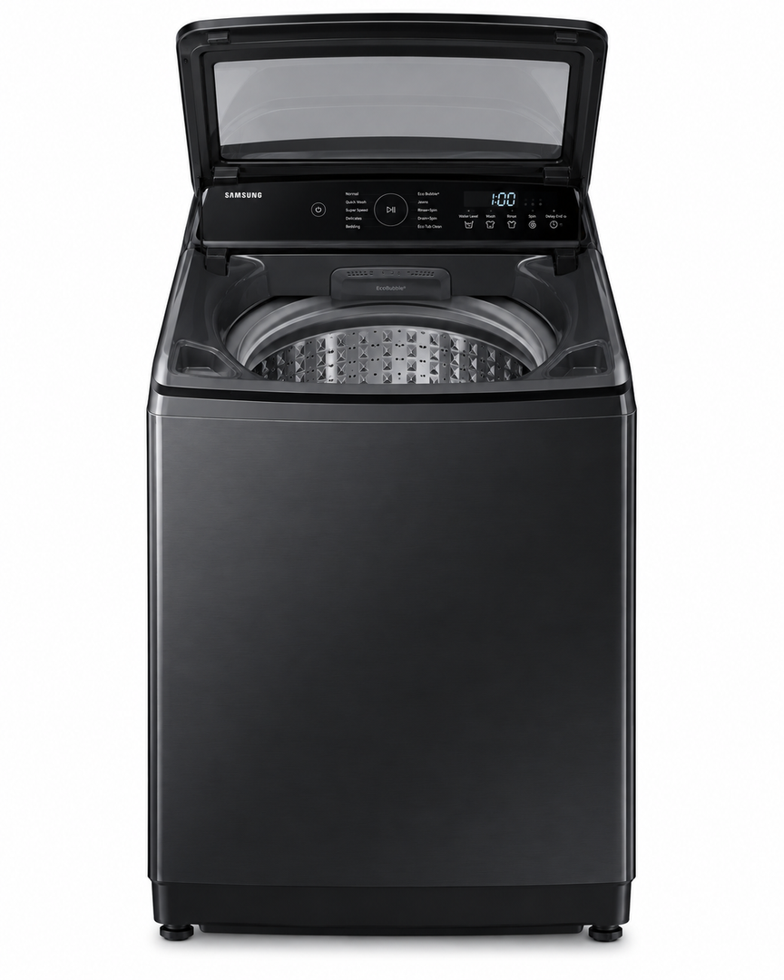 Samsung 12kg Fully Automatic Top Load Washing Machine, Ecobubble, Digital Inverter, Super Speed, Black – WA12CG6745BVGU - Teq Souq