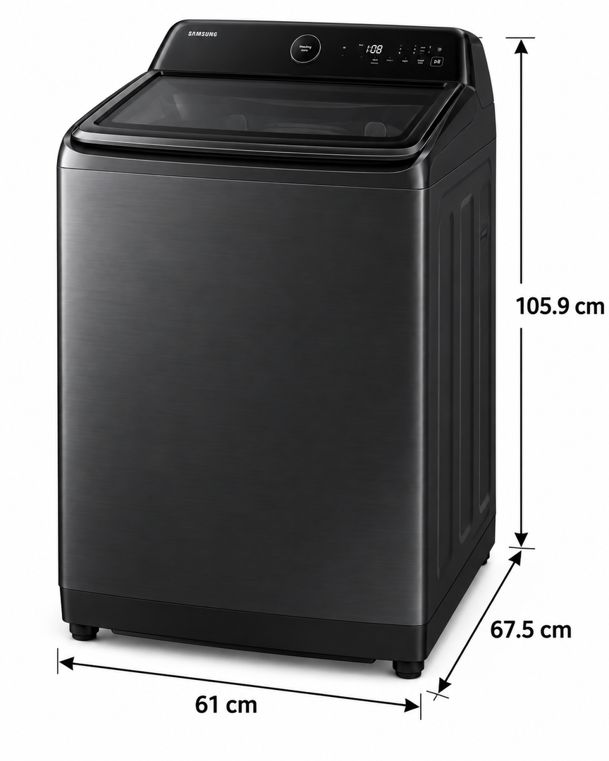 Samsung 13kg Fully Automatic Top Load Washing Machine, Ecobubble, Digital Inverter, Super Speed, Black – WA13CG5745BVSG - Teq Souq