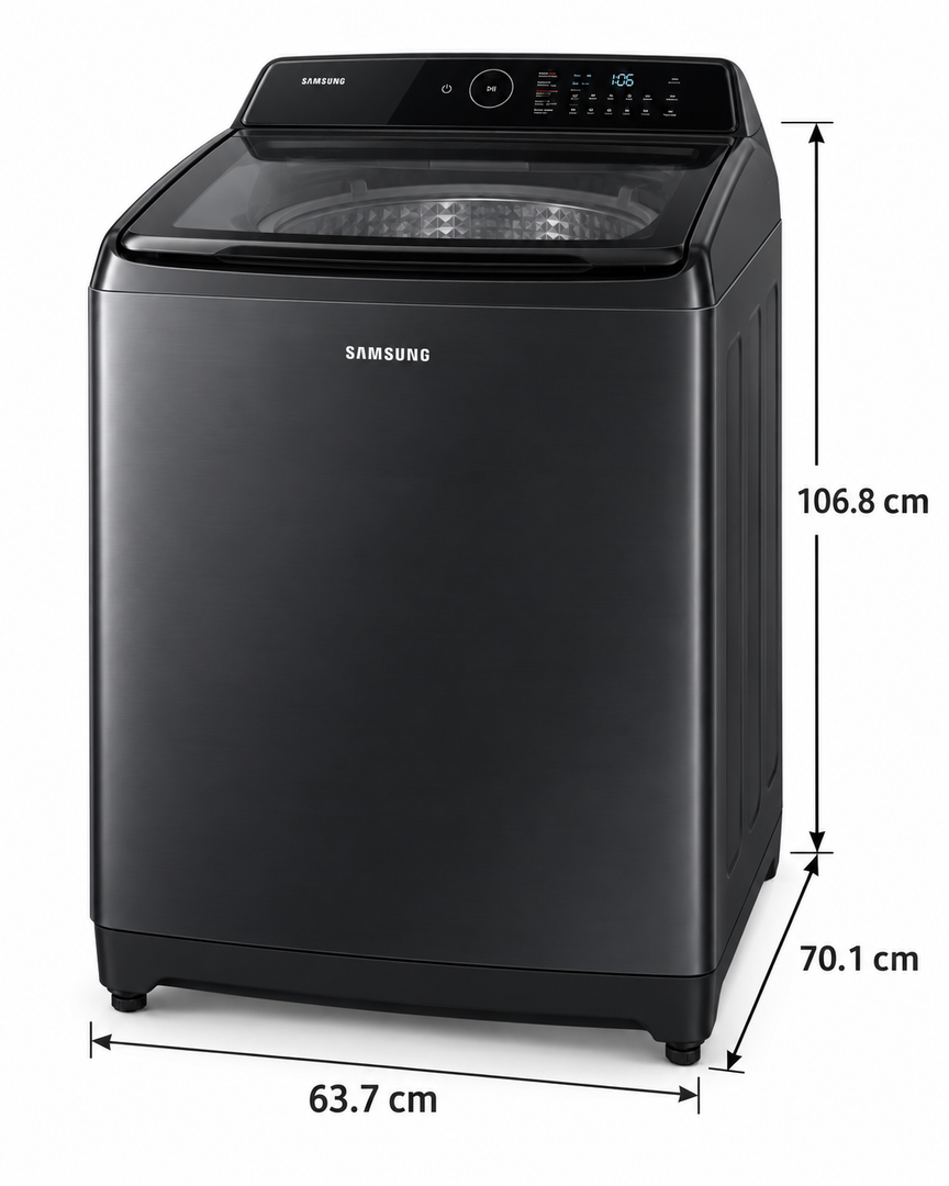 Samsung 16kg Fully Automatic Top Load Washing Machine, Ecobubble, Digital Inverter, 700 RPM, Black – WA16CG6745BVSG - Teq Souq
