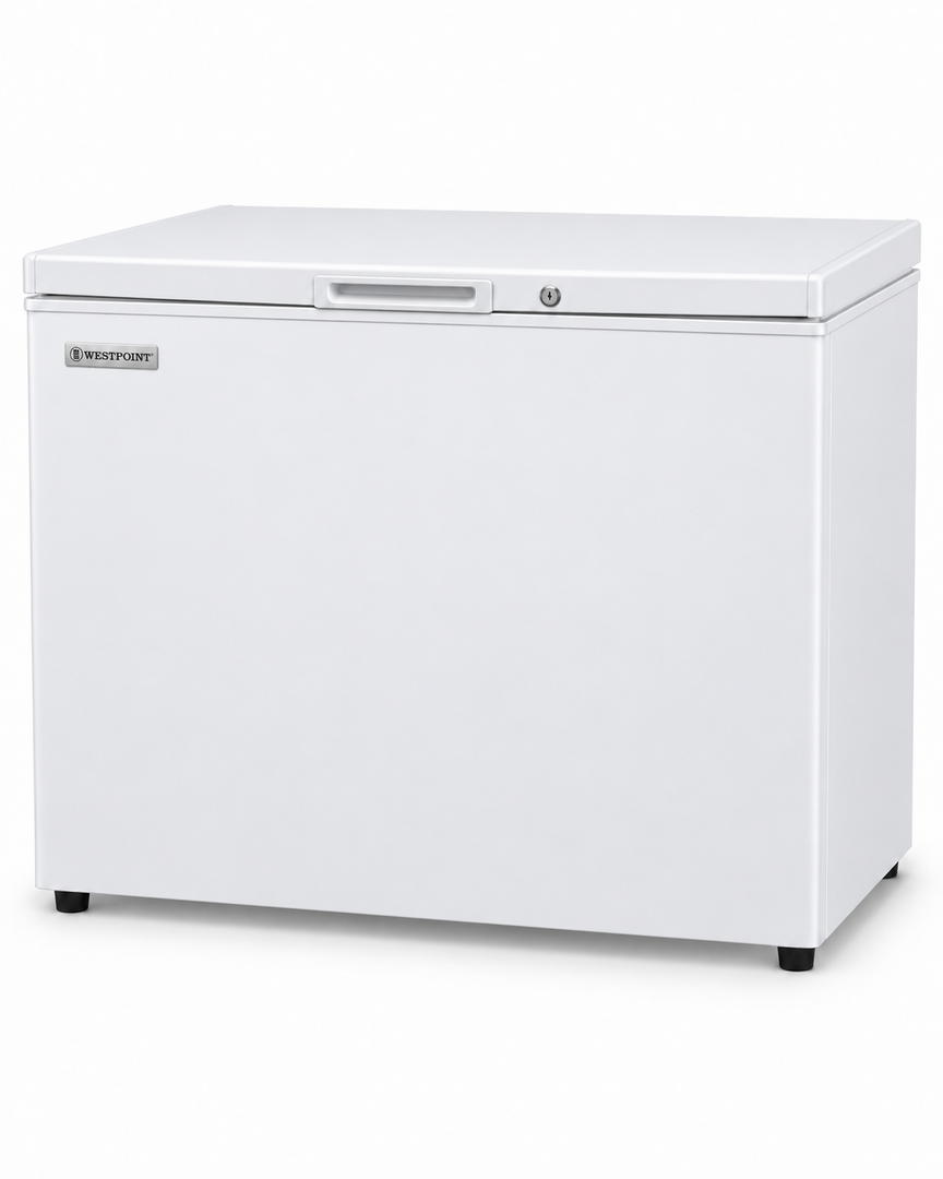 Westpoint 190L Net / 250L Gross Chest Freezer, Top Opening, Lock & Key, White – WBXN-2519EWGL - Teq Souq