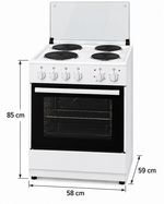 Load image into Gallery viewer, Westpoint 60x60cm 4 Hot Plate Electric Cooker with 62L Oven, Grill &amp; Glass Lid, White – WCER-6604E4 - Teq Souq