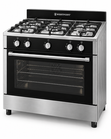 Westpoint 90x60cm 5-Burner Freestanding Gas Cooker with Oven, Full Safety, Stainless Steel – WCLR-9650G0CIID - Teq Souq