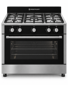 Westpoint 90x60cm 5-Burner Freestanding Gas Cooker with Oven, Full Safety, Stainless Steel – WCLR-9650G0CIID - Teq Souq