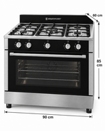Load image into Gallery viewer, Westpoint 90x60cm 5-Burner Freestanding Gas Cooker with Oven, Full Safety, Stainless Steel – WCLR-9650G0CIID - Teq Souq