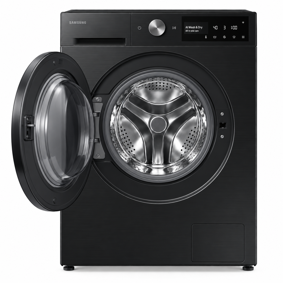 Samsung Bespoke AI 11.5kg Wash / 8kg Dry Front Load Washer Dryer, 1400 RPM, AI Ecobubble, QuickDrive, Black – WD11BB944DGBGU - Teq Souq