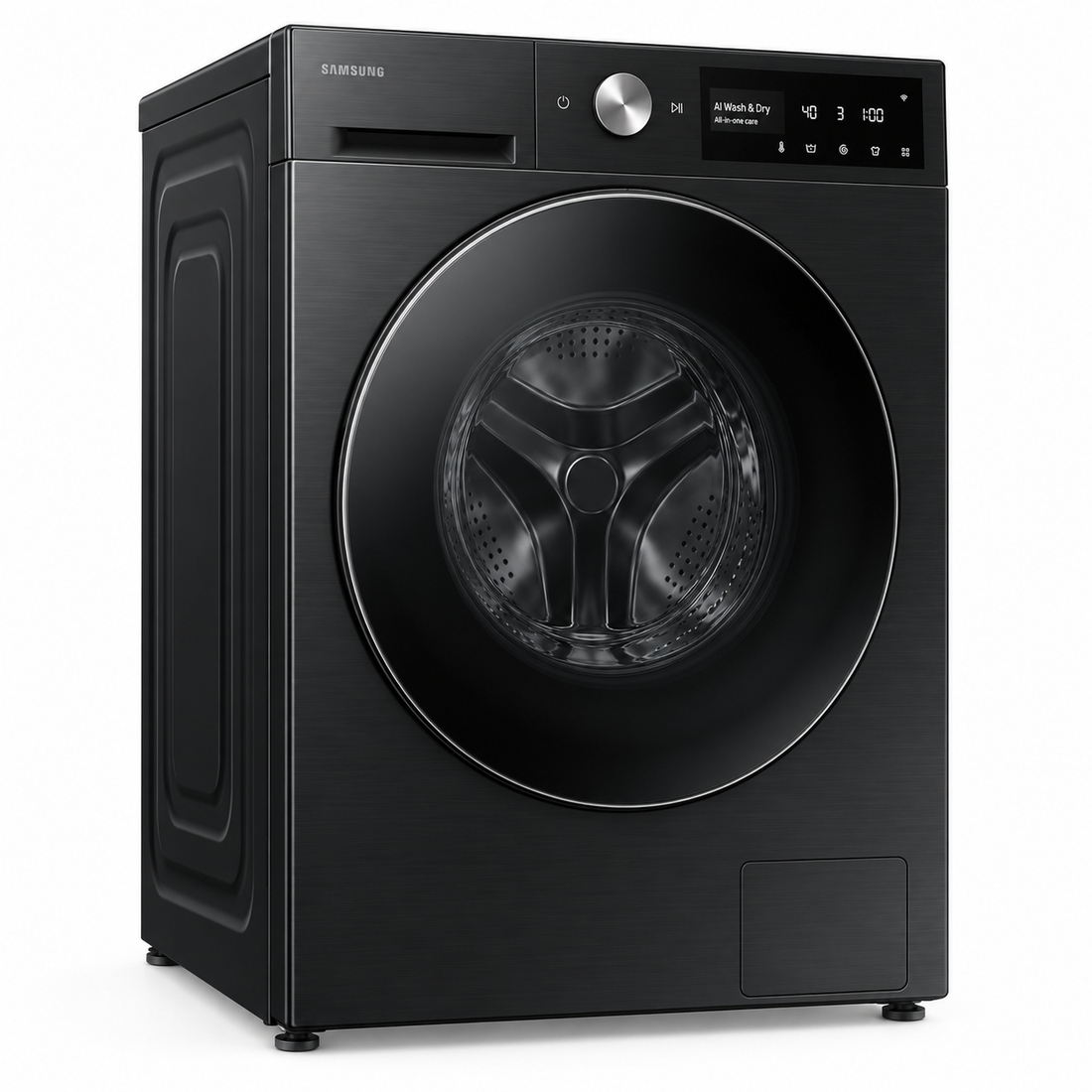 Samsung Bespoke AI 11.5kg Wash / 8kg Dry Front Load Washer Dryer, 1400 RPM, AI Ecobubble, QuickDrive, Black – WD11BB944DGBGU - Teq Souq