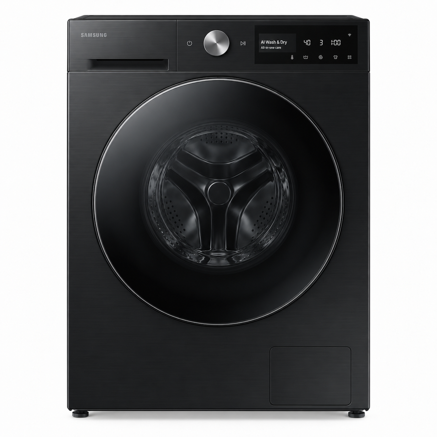 Samsung Bespoke AI 11.5kg Wash / 8kg Dry Front Load Washer Dryer, 1400 RPM, AI Ecobubble, QuickDrive, Black – WD11BB944DGBGU - Teq Souq
