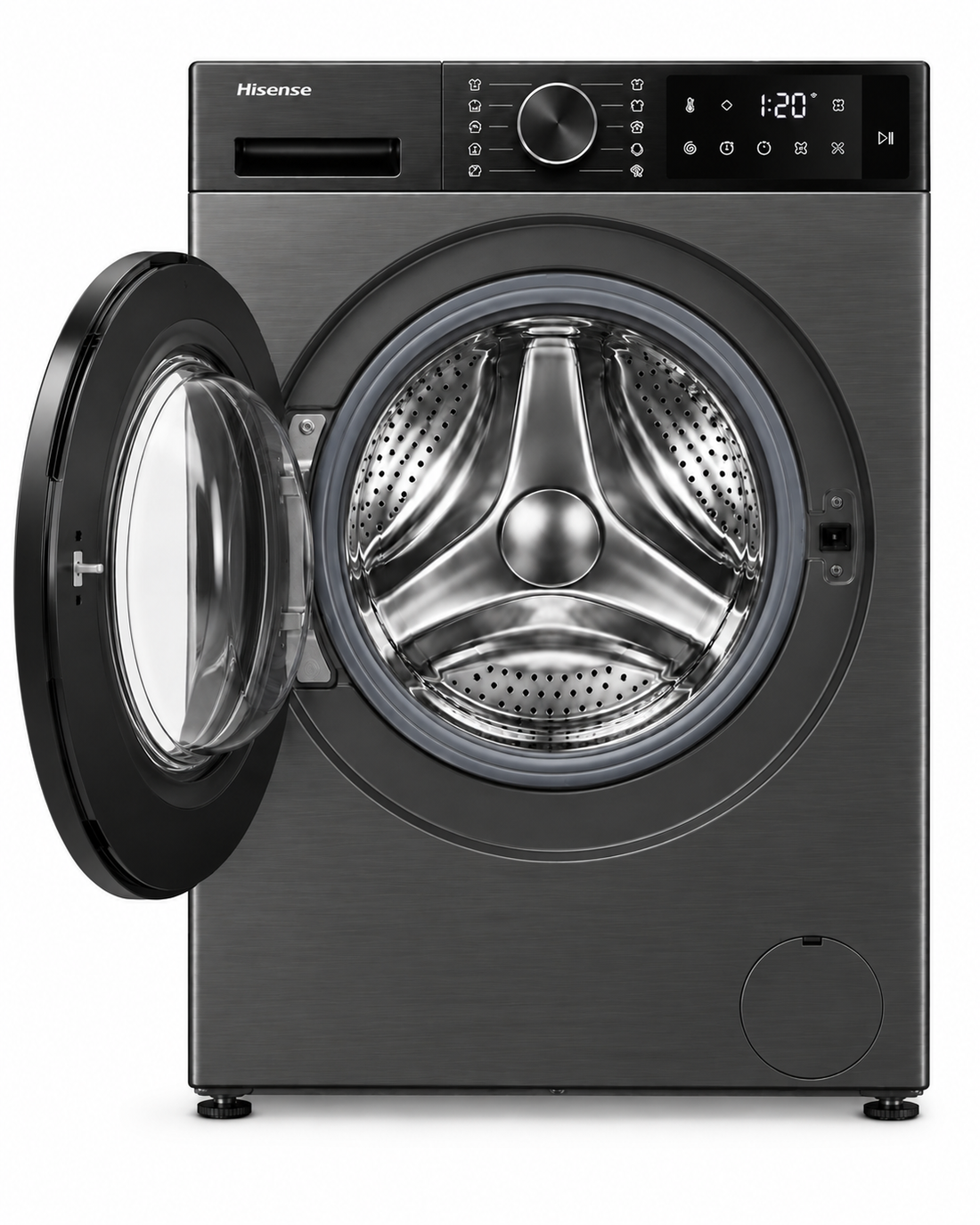 Hisense 3S Series 10.5kg Wash / 6kg Dry Front Load Washer Dryer, 1400 RPM, Inverter Motor, Titanium Grey – WD3S1043BT - Teq Souq