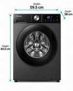 Load image into Gallery viewer, Hisense 5S Series 12kg Wash / 8kg Dry Front Load Washer Dryer, 1400 RPM, Wi-Fi, Auto Dosing, Black – WD5S1245BB - Teq Souq