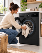 Load image into Gallery viewer, Hisense 5S Series 12kg Wash / 8kg Dry Front Load Washer Dryer, 1400 RPM, Wi-Fi, Auto Dosing, Black – WD5S1245BB - Teq Souq