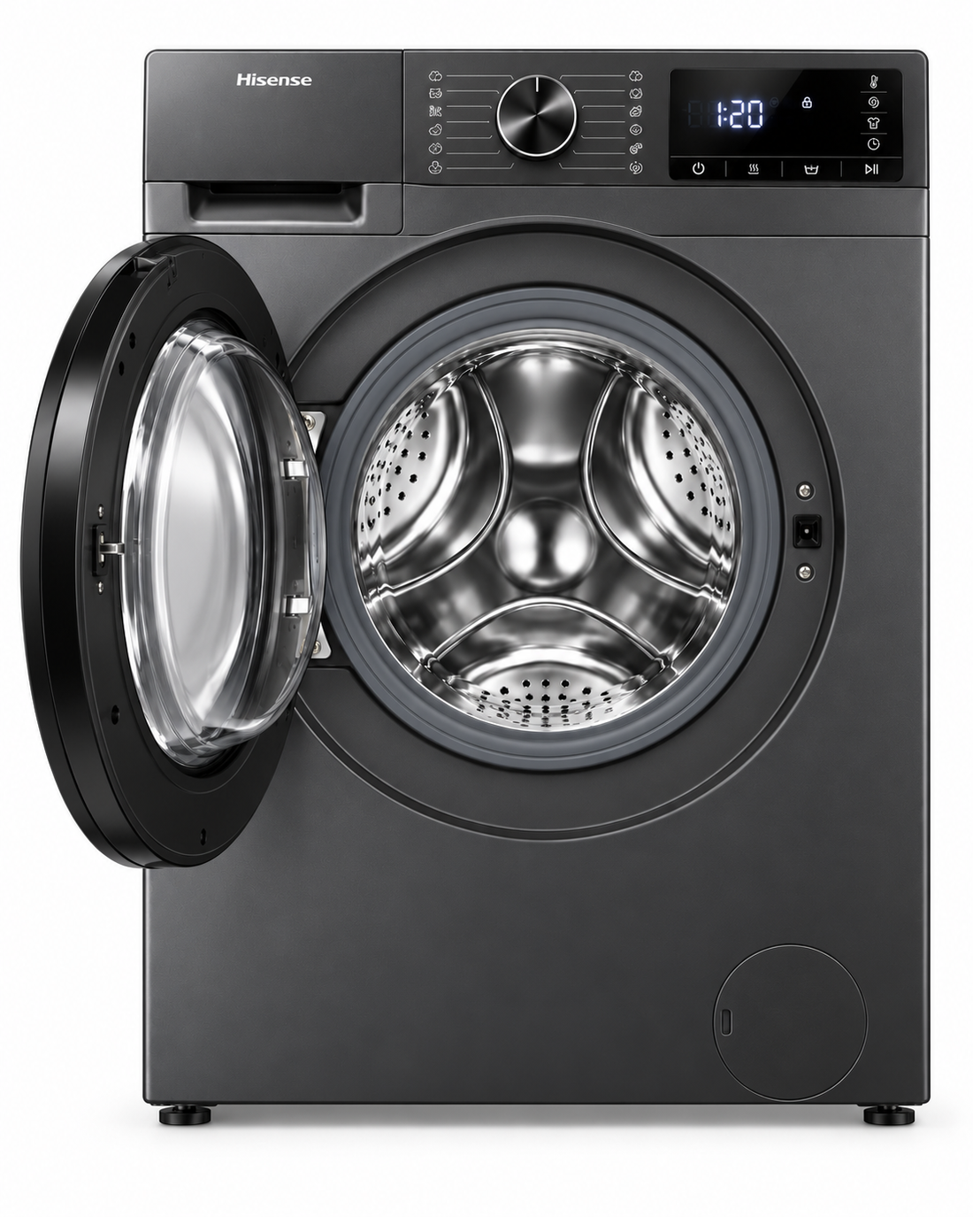 Hisense 5S Series 12kg Wash / 8kg Dry Front Load Washer Dryer, 1400 RPM, Wi-Fi, Auto Dosing, Black – WD5S1245BB - Teq Souq