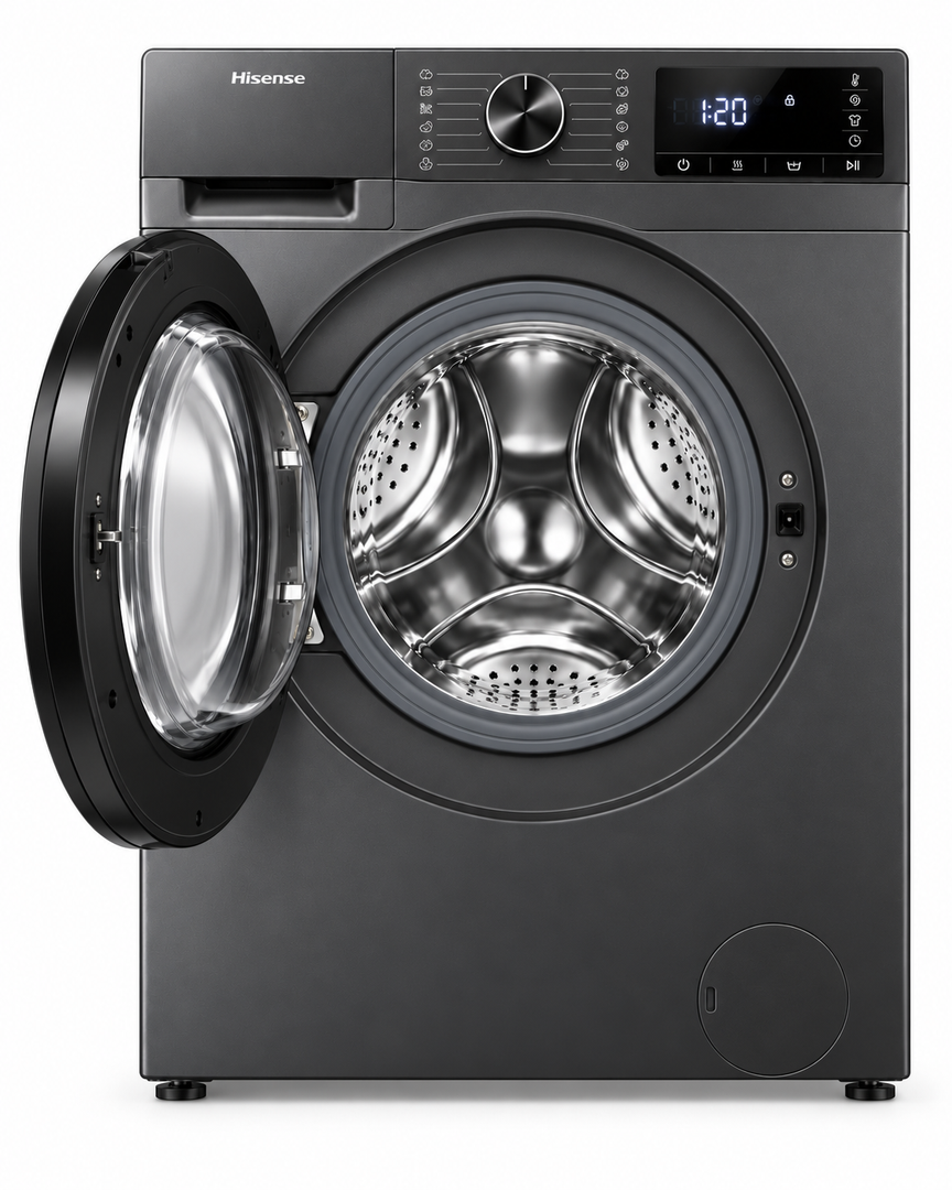 Hisense 5S Series 12kg Wash / 8kg Dry Front Load Washer Dryer, 1400 RPM, Wi-Fi, Auto Dosing, Black – WD5S1245BB - Teq Souq